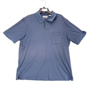 Vtg Chereskin Swift-Dry Navy Grid Polo Shirt Men's L Short Sleeve Pocket Golf